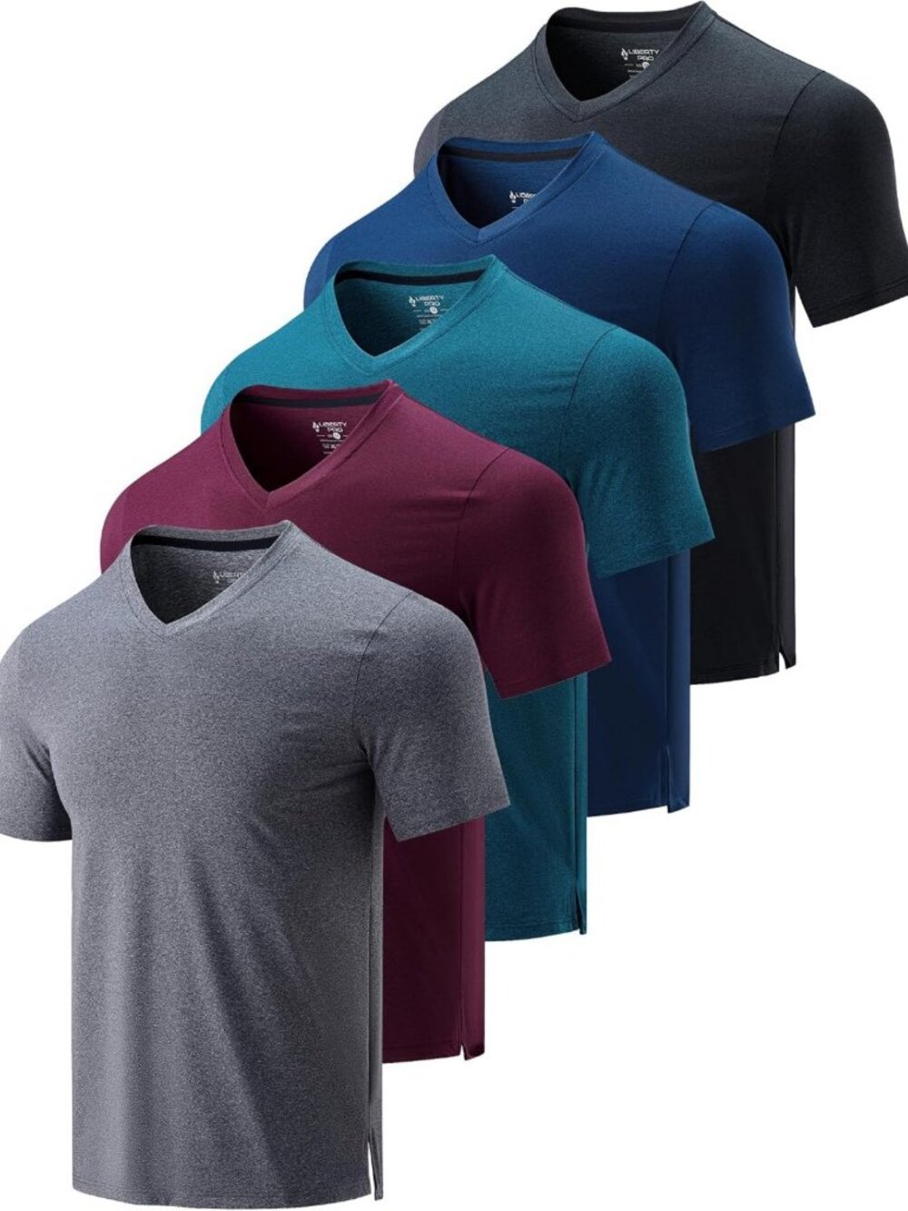 5 Pack Men's V-Neck Dry Fit T-Shirts, Athletic Workout Tops, Plus Size Gym Tees